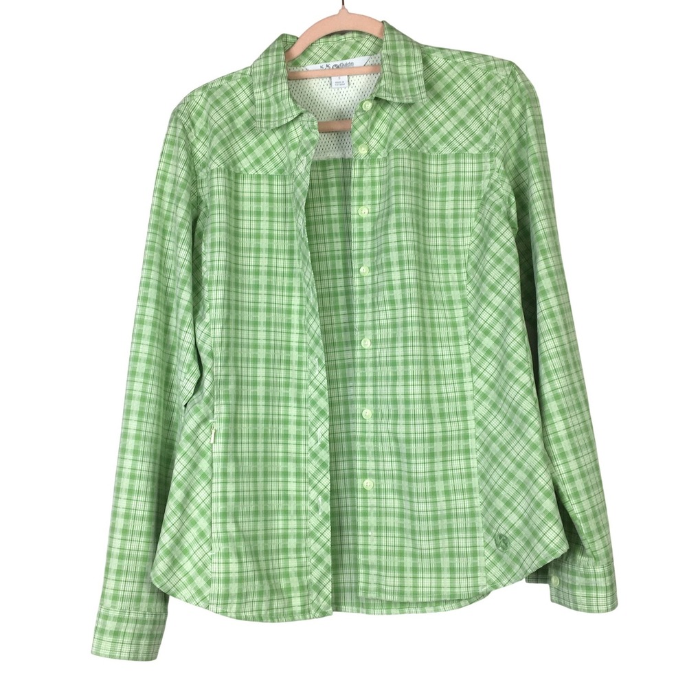 Guide‎ Series Plaid Mesh Vent Hiking Shirt Button Down Women S Green